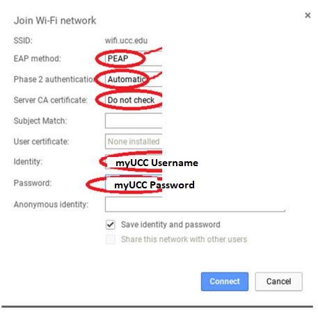 Chromebook join wi-fi network screen