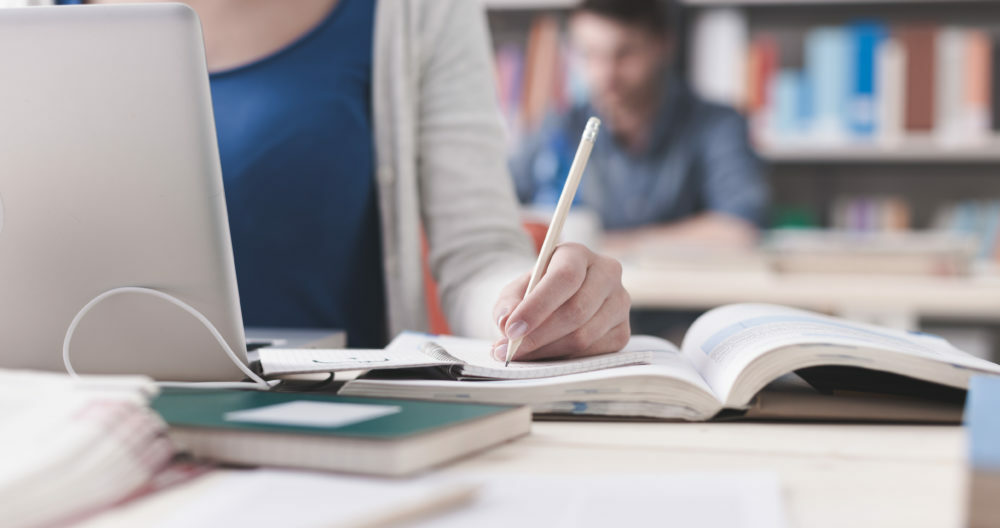 Girl studying in the classroom