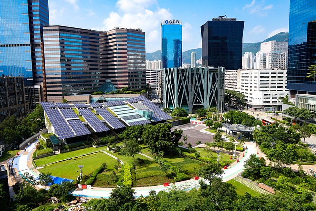 Solar Panels in the midst of impressive planned city